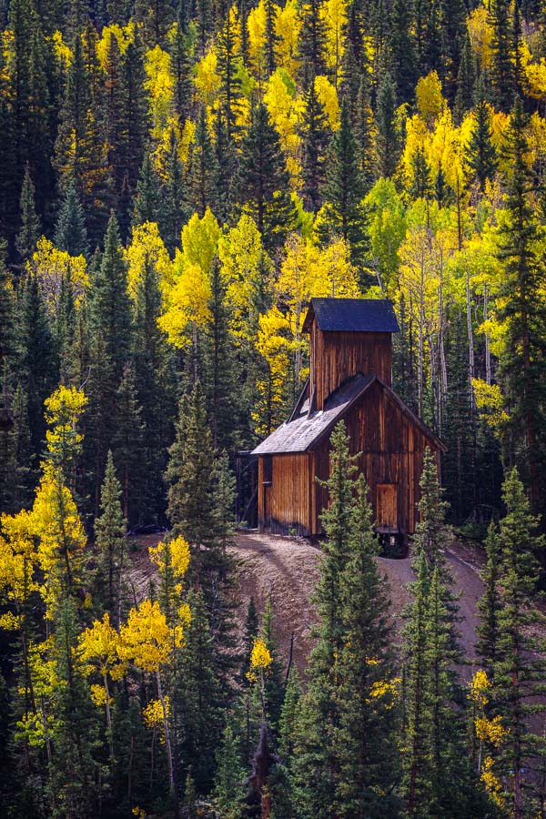 An old mining structure in the aspens.